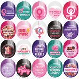 Dvbonike 100Pcs Women's History Month Button Pins Party Favor - Feminist Round Badge Pinback Girl Power Female Decoration for Feminism Support Celebration Activity Supplies Clothe Bag Accessories