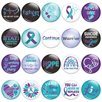 Dvbonike 40Pcs Suicide Prevention Awareness Button Pins Blue Purple Ribbon Semicolon Round Badges, World Suicide Prevention Day Hope Faith Brooch Pin Decoration Supplies, Clothing Bag Hat Accessories