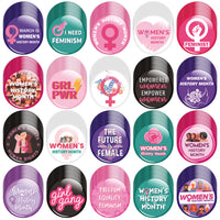Dvbonike 200Pcs Women's History Month Button Pins - Feminist Round Badge Pinback Girl Power Female Decoration for Feminism Support Celebration Activity Party Favor Supplies Clothe Bag Accessories