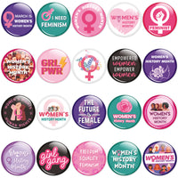 Dvbonike 40Pcs Women's History Month Button Pins Party Favor - Feminist Round Badge Pinback Girl Power Female Decoration for Feminism Support Celebration Activity Supplies Clothe Bag Accessories