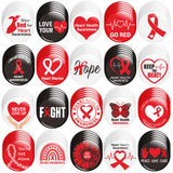 Dvbonike 100Pcs Heart Health Awareness Button Pins - Red Ribbon Round Badges Party Favor Heart Disease Awareness Pinback Decoration for School Classroom Activity Gift Supplies Clothe Bag Accessories