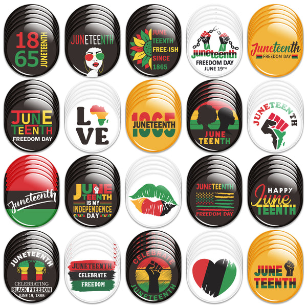 Dvbonike 100Pcs Juneteenth Button Pins - Juneteenth Freedom Day Round Badges Celebrate Black Freedom Brooch Pin Free-ish Since 1865 Black History Activity Supplies Decor for Clothe Bag Accessories