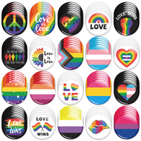 Dvbonike 100Pcs Gay Pride Button Pins - Rainbow LGBT Round Badges Love is Love Heart Bisexual Proud Brooch Pin for Parade Festival Activity Decoration Party Favors Supplies Clothe Bag Hat Accessories