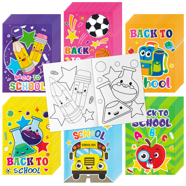 Dvbonike 48Pcs Back to School Coloring Books - First Day of School DIY Color-in Pages Pencil Schoolbag Cute Patterns Drawing Booklet Classroom Reward Art Activity Gifts Party Favors Supplies for Kids
