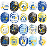 Dvbonike 40Pcs Down Syndrome Awareness Button Pins - Blue Yellow Ribbon Round Badges Party Favor Care Support Pinback Decoration for School Classroom Activity Gift Supplies Clothe Bag Accessories