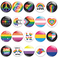 Dvbonike 100Pcs Gay Pride Button Pins - Rainbow LGBT Round Badges Love is Love Heart Bisexual Proud Brooch Pin for Parade Festival Activity Decoration Party Favors Supplies Clothe Bag Hat Accessories