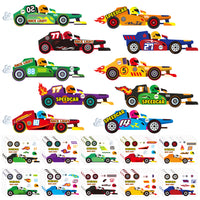 Dvbonike 40Pcs Make a Race Car Stickers for Kids Make Your Own Speedcar Sticker DIY Racing Vehicle Waterproof Decals Birthday Party Decoration Manual Activity Classroom Rewards Party Favor Supplies