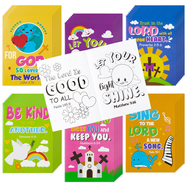 Dvbonike 48Pcs Bible Coloring Books - Religious Theme DIY Color-in Pages with Inspirational Words Drawing Holiday Christian Activity Supplies for Sunday School Classroom Rewards Artwork Gift for Kids