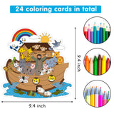 Dvbonike 24Pcs Color Your Own Noah Ark Cards Sunday School Crafts for Kids 9.4 x 9.4 inch Coloring Card with Biblical Scene Animals Drawing Decor Party Gifts Home Classroom Art Activity Supplies