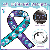Dvbonike 40Pcs Suicide Prevention Awareness Button Pins Blue Purple Ribbon Semicolon Round Badges, World Suicide Prevention Day Hope Faith Brooch Pin Decoration Supplies, Clothing Bag Hat Accessories
