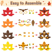 Dvbonike 16Pcs Fall Maple Leaf Mask Craft Kits for Kids Make Your Own Foam Woodland Animal 3D Masks DIY Autumn Stickers Mask Fall Harvest Thanksgiving Party Favor Art Project Family Classroom Activity