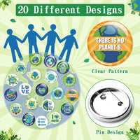 Dvbonike 40Pcs Earth Day Button Pins - Save The Earth Round Badge Environmental Protection Pinback Decoration for School Classroom Educational Activity Gift Party Favor Supplies Clothe Bag Accessories