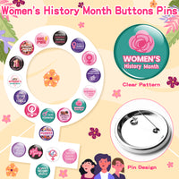 Dvbonike 100Pcs Women's History Month Button Pins Party Favor - Feminist Round Badge Pinback Girl Power Female Decoration for Feminism Support Celebration Activity Supplies Clothe Bag Accessories