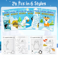 Dvbonike 24Pcs Polar Animals Activity Books for Kids Bulk Winter Mini Fun Games Coloring Book Party Favors Penguin Goodie Bags Stuffers for Christmas Birthday Classroom School Rewards Supplies