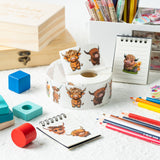 Dvbonike 800Pcs Cute Highland Cow Roll Stickers 8 Style Cartoon Hyland Cattle Decals for Kids, Water Bottle Laptop Scrapbook Luggage Decor Incentive School Classroom Rewards Gift Party Favor Supplies