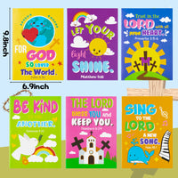 Dvbonike 24Pcs Bible Coloring Books Religious Theme DIY Color-in Pages with Inspirational Words Drawing Holiday Christian Activity Supplies for Sunday School Classroom Rewards Artwork Gift for Kids