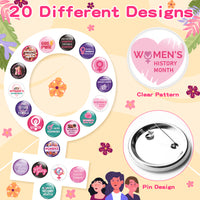 Dvbonike 40Pcs Women's History Month Button Pins Party Favor - Feminist Round Badge Pinback Girl Power Female Decoration for Feminism Support Celebration Activity Supplies Clothe Bag Accessories