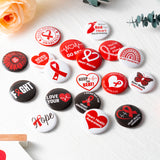 Dvbonike 100Pcs Heart Health Awareness Button Pins - Red Ribbon Round Badges Party Favor Heart Disease Awareness Pinback Decoration for School Classroom Activity Gift Supplies Clothe Bag Accessories