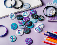 Dvbonike 40Pcs Suicide Prevention Awareness Button Pins Blue Purple Ribbon Semicolon Round Badges, World Suicide Prevention Day Hope Faith Brooch Pin Decoration Supplies, Clothing Bag Hat Accessories