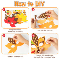 Dvbonike 16Pcs Fall Maple Leaf Mask Craft Kits for Kids Make Your Own Foam Woodland Animal 3D Masks DIY Autumn Stickers Mask Fall Harvest Thanksgiving Party Favor Art Project Family Classroom Activity