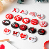 Dvbonike 40Pcs Heart Health Awareness Button Pins - Red Ribbon Round Badges Party Favor Heart Disease Awareness Pinback Decoration for School Classroom Activity Gift Supplies Clothe Bag Accessories