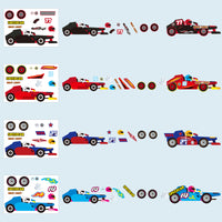 Dvbonike 40Pcs Make a Race Car Stickers for Kids Make Your Own Speedcar Sticker DIY Racing Vehicle Waterproof Decals Birthday Party Decoration Manual Activity Classroom Rewards Party Favor Supplies