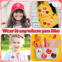 Dvbonike 40Pcs Heart Health Awareness Button Pins - Red Ribbon Round Badges Party Favor Heart Disease Awareness Pinback Decoration for School Classroom Activity Gift Supplies Clothe Bag Accessories