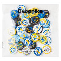 Dvbonike 40Pcs Down Syndrome Awareness Button Pins - Blue Yellow Ribbon Round Badges Party Favor Care Support Pinback Decoration for School Classroom Activity Gift Supplies Clothe Bag Accessories