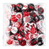 Dvbonike 100Pcs Heart Health Awareness Button Pins - Red Ribbon Round Badges Party Favor Heart Disease Awareness Pinback Decoration for School Classroom Activity Gift Supplies Clothe Bag Accessories