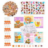Dvbonike 94Pcs Cute Bear Party Favors Treasure Box Toys Including Bear Coloring Book Temporary Tattoo Sticker for Birthday Party School Classroom Rewards Candy Goodie Bag Fillers Gift Toys for Kids