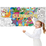 Dvbonike Jumbo Mandala Coloring Poster Giant Summer Color-in Paper Poster DIY Drawing Blank Doodle Art Banner 55.1 x 23.6 inch Tablecloth Wall Decoration, Home School Activity Party Supplies for Kids