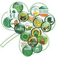 Dvbonike 40Pcs St. Patrick's Day Buttons Pins Shamrock Irish Round Badges Decoration, Saint Patrick's Day Brooch Pin, Lucky Party Favor Parade Supplies , Accessories for Hat Clothe Bags (20 Styles)