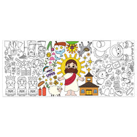 Dvbonike Giant Christian Bible Coloring Poster with Crosses Churches Kids DIY Blank Doodle Art Paper Banner 55.1X 23.6 Inch Jumbo Wall Decoration for Sunday School Group Activity Home Party Supplies