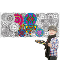 Dvbonike Jumbo Mandala Coloring Poster Giant Flower Color-in Paper Poster DIY Drawing Blank Doodle Art Banner Circular Floral Patterns 55.1x23.6 inch Wall Decor, Home School Activity Party Supplies for Kids