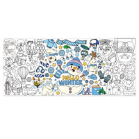Dvbonike Giant Winter Coloring Poster with Snow Snowman Elk Christmas Tree Kids DIY Blank Doodle Art Paper Banner 55.1 X 23.6 Inch Jumbo Wall Decoration for School Group Activity Home Party Supplies