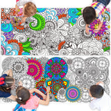 Dvbonike 2Pcs Jumbo Mandala Coloring Poster Giant Flower Color-in Paper Poster DIY Drawing Art Blank Banner Table Cover 55.1 x 23.6 inch Wall Decor, Home School Activity Party Supplies for Kids