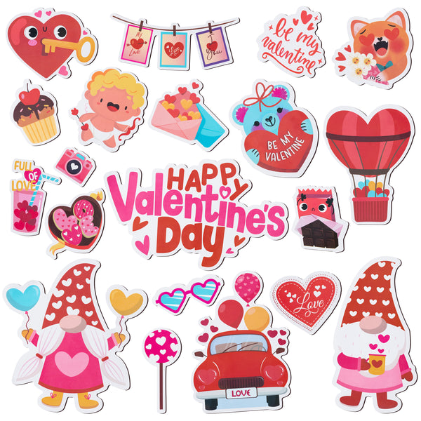 Dvbonike 20Pcs Happy Valentine’s Day Refrigerator Magnets Heart Holiday Waterproof Car Decorations Full of Love Magnetic Stickers Locker Angle Genie Fridge Magnet or Valentine Party Supplies