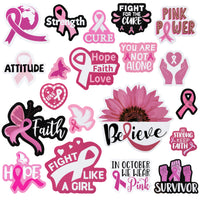 Dvbonike 20Pcs Breast Cancer Awareness Refrigerator Magnet with Hope Faith Waterproof Pink Ribbon Car Decoration You Are Not Alone Reflective Magnets for Support Charity Event Survivor Party Supplies