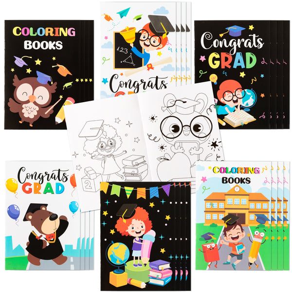 Dvbonike 24Pcs Kindergarten Graduation Coloring Books Congrats Grad DIY Color-in Pages with Animals Cartoon Characters Drawing Party Favors Gift Home School Classroom Artwork Supplies for Kids Age 4-8