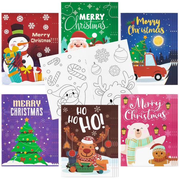 Dvbonike 24Pcs Christmas Coloring Books Including Santa Christmas Tree Snowman Reindeer Ginger Man Merry Christmas Birthday Party Favors Gifts Xmas Home School Activity Supplies for Kids Boys Girls