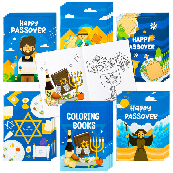 Dvbonike 24Pcs Passover Coloring Books Including Seder Candle Light Scroll Hexagram Holy Communion, DIY Color-in Paper Art Drawing Party Favors Gifts Home School Classroom Activity Supplies for Kids