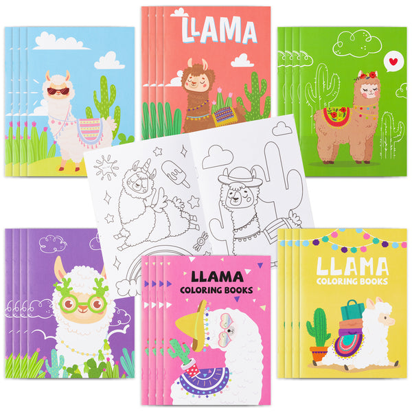 Dvbonike 24Pcs Llama Coloring Books Including Desert Alpaca Cactus Pineapple Mexican Hats DIY Art Drawing Patterns Summer Birthday Party Favors Gifts Home School Activity Supplies for Kids Boys Girls