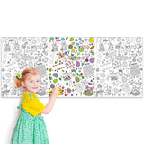 Dvbonike Giant Easter Coloring Poster Jumbo Easter Egg Bunny Color-in Paper Poster 55.1 x 23.6 inch DIY Blank Doodle Art Banner with Game Tablecloth Decoration for Home School Activity Party Supplies