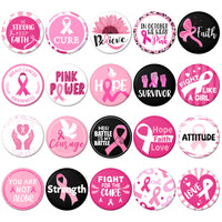 Dvbonike 40Pcs Breast Cancer Awareness Pins Buttons With Inspirational Texts Pink Ribbon Hope Faith Love Round Badges Decoration You Are Not Alone Brooch Pin for Event Supplies Clothe Bag Accessories