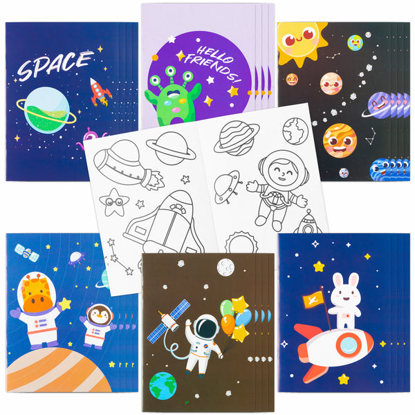 Dvbonike 24Pcs Outer Space Coloring Books Including Planet Astronaut Alien Spaceship Solar System DIY Art Booklet Drawing Birthday Party Favors Gift Home Classroom Activity Supply for Kids Age 4-8