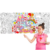 Dvbonike Jumbo Valentine’s Day Coloring Poster Giant Unicorn DIY Drawing Paper Art Blank Banner 55.1 x 23.6 Inch Coloring Wall Decoration School Group Activities for Kids Arts Craft Party Suppiles