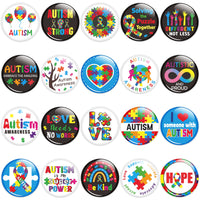 Dvbonike 40Pcs Autism Awareness Button Pins Novelty Colorful Round Badges, Love Needs No Words World Autism Awareness Day Brooch Pin, Special Education Promotional Supplies for Clothe Bag Accessories