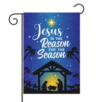 Dvbonike Jesus Is The Reason For The Season Garden Flag Christmas Nativity Linen Flags Vertical Double Sided Burlap Banner Outdoor Party Decors for Winter Farmhouse Lawn Yard Porch 18.4 x 12.4 Inch
