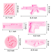 6Pcs Imitation Pistol Machine Gun Silicone Molds Baking Mold Birthday Party Supply for Making Cake Decoration Chocolate Candy Jewelry Making and Mini DIY Craft for Birthday Party Supply