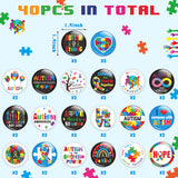 Dvbonike 40Pcs Autism Awareness Button Pins Novelty Colorful Round Badges, Love Needs No Words World Autism Awareness Day Brooch Pin, Special Education Promotional Supplies for Clothe Bag Accessories